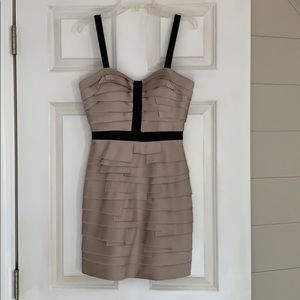 Bebe taupe and black cocktail dress